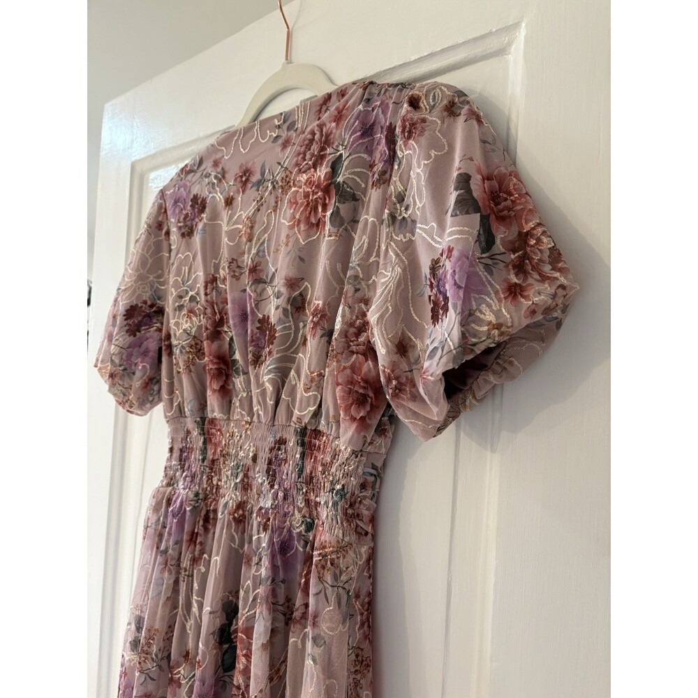 Baltic Born Ardley Embossed Maxi Dress Floral Pink Champagne Formal Wedding Sz S - Picture 7 of 13